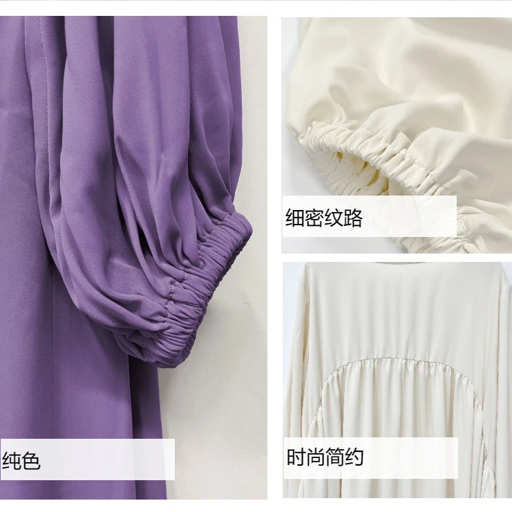 New Women Muslim Dresses Fashion Simple Solid Abaya Ramadan Caftan Elegant Female Casual Plain Maxi Dress Modest Dress for Women