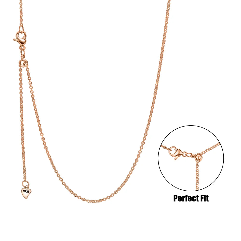 New 925 Sterling Silver Simple Necklace Gold Silver Rose Gold Premium Bare Chain For Women Valentine's Birthday Gift DIY Jewelry