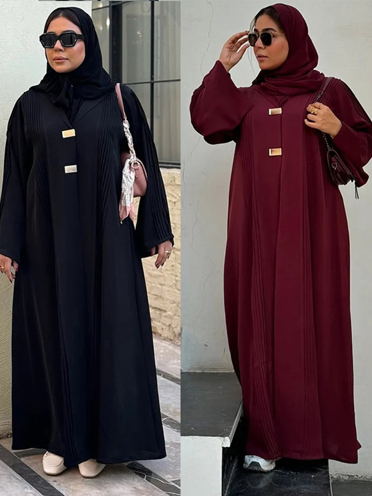 Ramadan Eid Women Abaya Dress Modest Cardigan Party Dresses Lapel Caftan Arab Long Robe Morocco Dubai Kaftan Vestidos Jalabiya