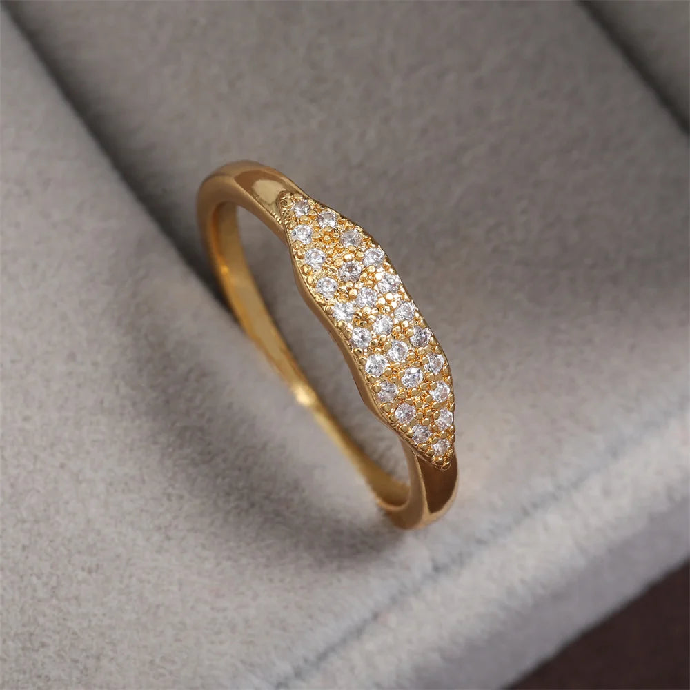ZAKOL Tiktok Shein Trendy Shiny Micro Pave Zircon Finger Ring White  Crystal CZ Minimalist Aesthetic Ring for Women Wholesale