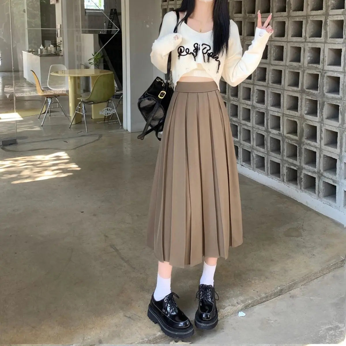 Modest Skirts for Women  Korean Style Long Black Skirt Women's Pleated Skirt Long Skirts for Women Fashion 2023 Dazy  A-LINE