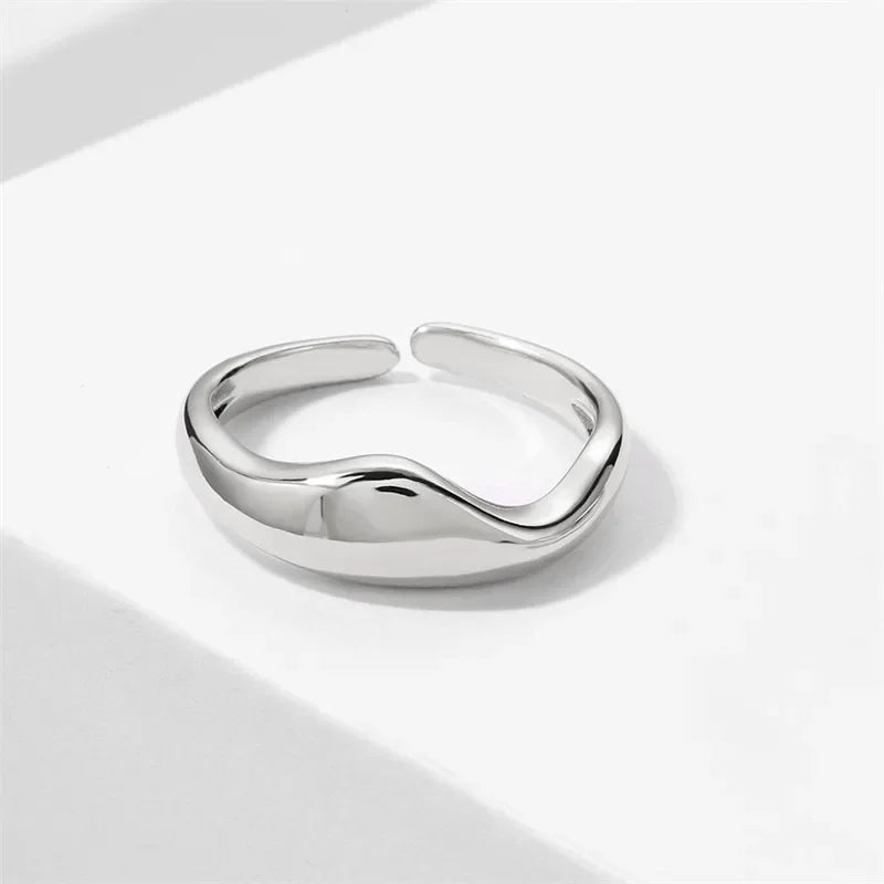 Gold Silver Color Irregular Wave Rings Trendy Simple Geometric Handmade Jewelry for Women Couple Adjustable Ring Wedding