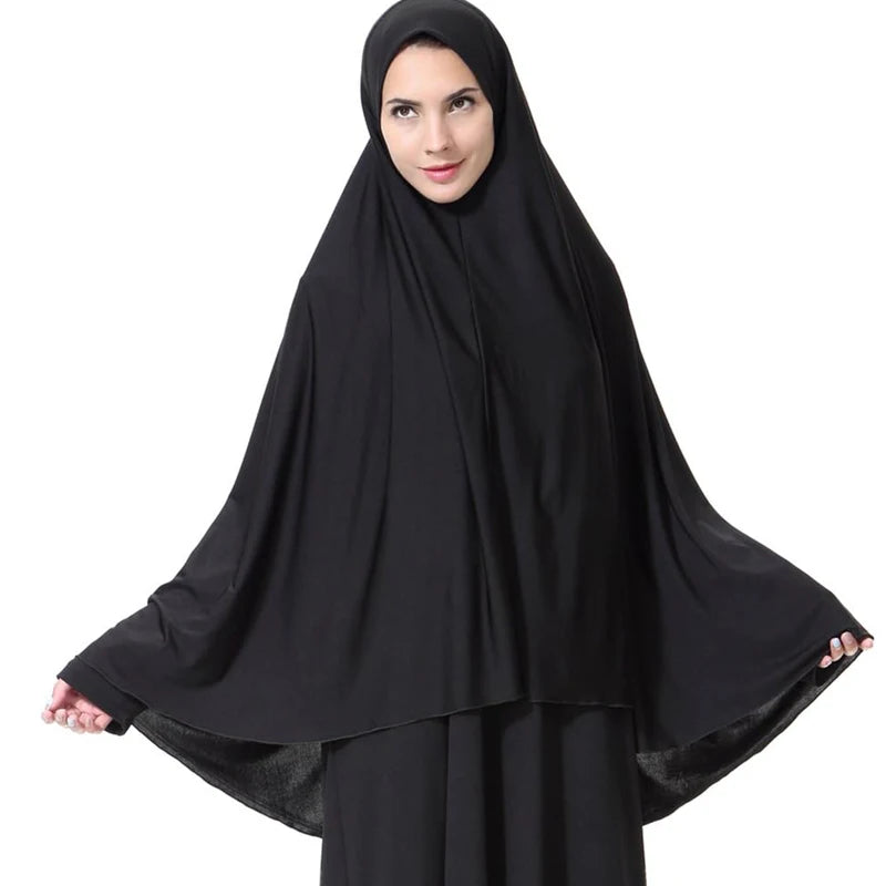 Women's Elegant Khimar Modest Muslim Islamic Ramadan Soft Lightweight Jersey Hijab Long Scarf Amira Prayer Abaya Jilbab