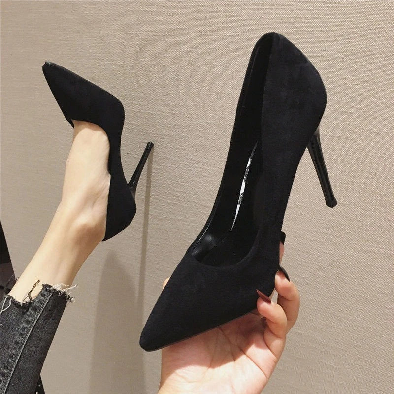 Women Shoes 2023 New Women Pumps Suede High Heels Shoes Fashion Office Shoes Stiletto Party Shoes Female Comfort Women Heels