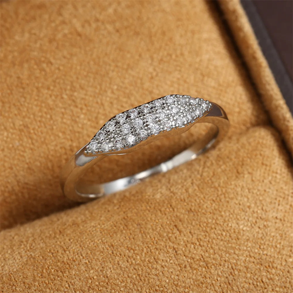 ZAKOL Tiktok Shein Trendy Shiny Micro Pave Zircon Finger Ring White  Crystal CZ Minimalist Aesthetic Ring for Women Wholesale