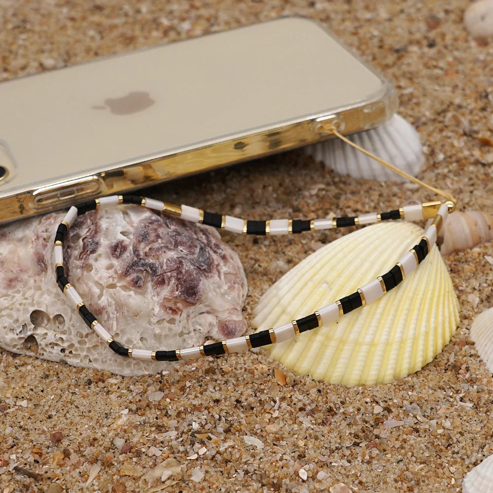 Clay Solid Color Mobile Phone Charm Phone Strap Lanyard Imitation Pearl Rope Cellphone Chains for Women Fashion Accessories