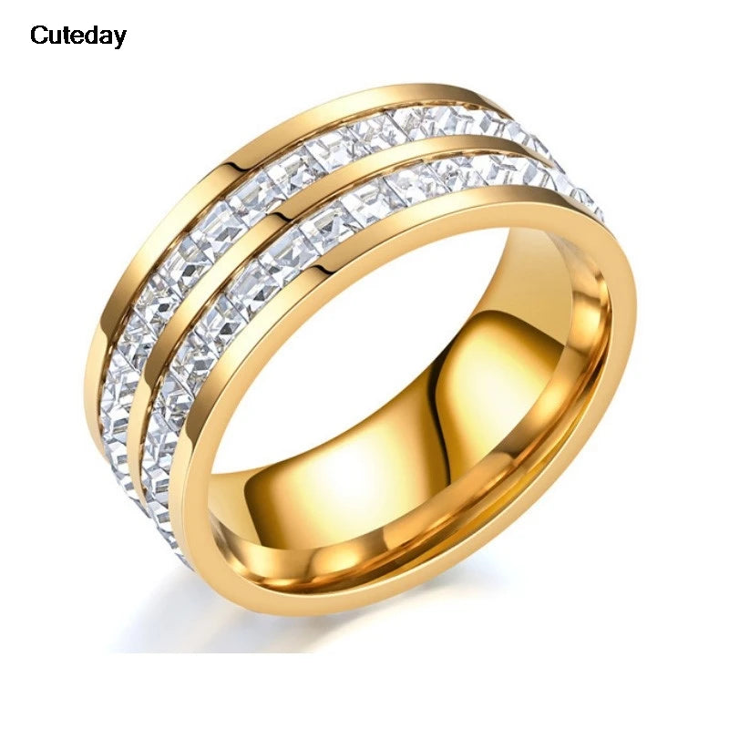 2024 Nwe Stainless Steel 18 K Gold Plated Sun Rings for Women Natural Stone Inlaid in Hollow Metal Texture Ring Trendy Jewelry