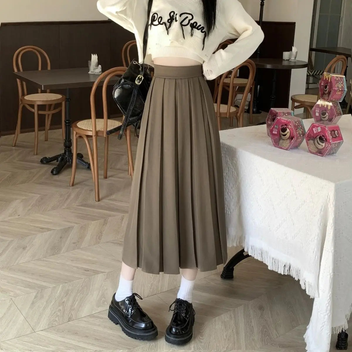 Modest Skirts for Women  Korean Style Long Black Skirt Women's Pleated Skirt Long Skirts for Women Fashion 2023 Dazy  A-LINE