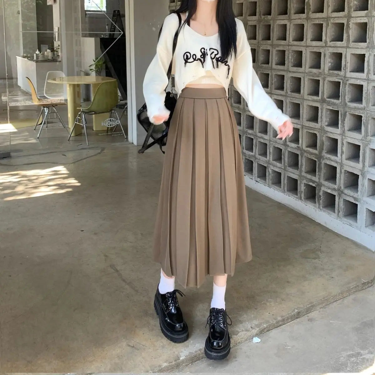 Modest Skirts for Women  Korean Style Long Black Skirt Women's Pleated Skirt Long Skirts for Women Fashion 2023 Dazy  A-LINE