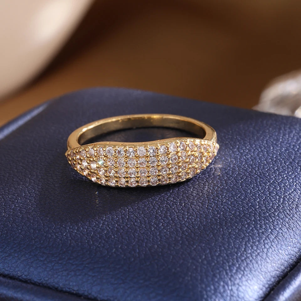 ZAKOL Tiktok Shein Trendy Shiny Micro Pave Zircon Finger Ring White  Crystal CZ Minimalist Aesthetic Ring for Women Wholesale