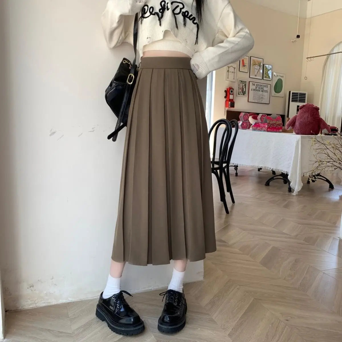 Modest Skirts for Women  Korean Style Long Black Skirt Women's Pleated Skirt Long Skirts for Women Fashion 2023 Dazy  A-LINE