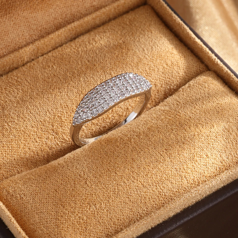 ZAKOL Tiktok Shein Trendy Shiny Micro Pave Zircon Finger Ring White  Crystal CZ Minimalist Aesthetic Ring for Women Wholesale