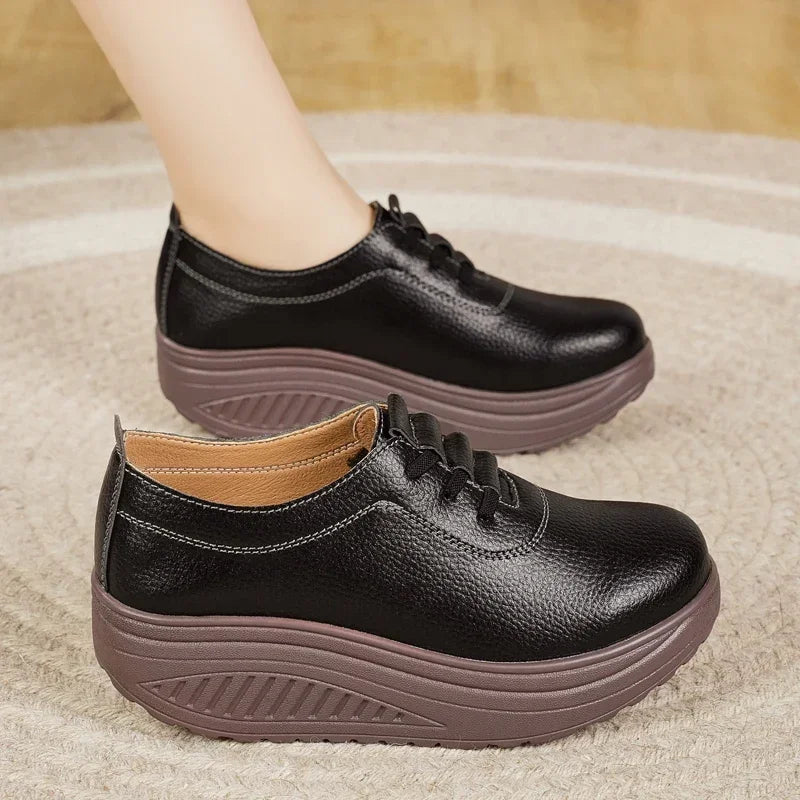 Women's Sneakers PU Leather Platform Thick Bottom Casual Walking Vulcanized Shoes Fashion Female Footwear Zapatillas Mujer