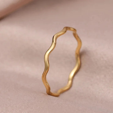 Minimalist Sea Wave Rings Light Luxury Elegant Fashion Couple Rings For Women Jewelry Wedding Trendy Gifts