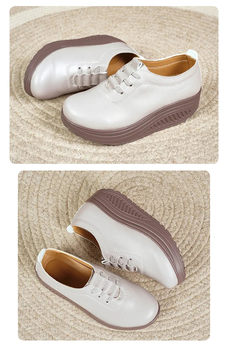 Women's Sneakers PU Leather Platform Thick Bottom Casual Walking Vulcanized Shoes Fashion Female Footwear Zapatillas Mujer