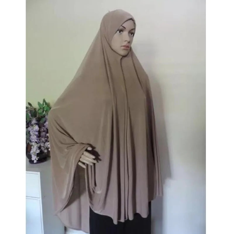 Women's Elegant Khimar Modest Muslim Islamic Ramadan Soft Lightweight Jersey Hijab Long Scarf Amira Prayer Abaya Jilbab