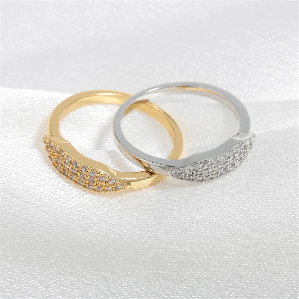 ZAKOL Tiktok Shein Trendy Shiny Micro Pave Zircon Finger Ring White  Crystal CZ Minimalist Aesthetic Ring for Women Wholesale