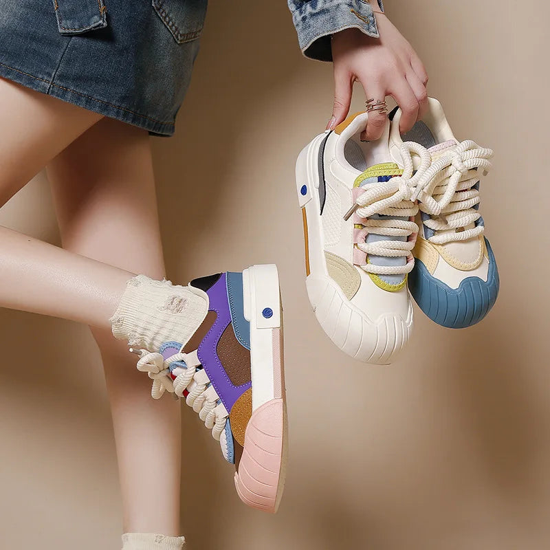 Women's Shoes Versatile Biscuit Shoes Trend Women's Sneaker Comfortable Breathable Non-slip Wear-resistant Casual Sports Shoes