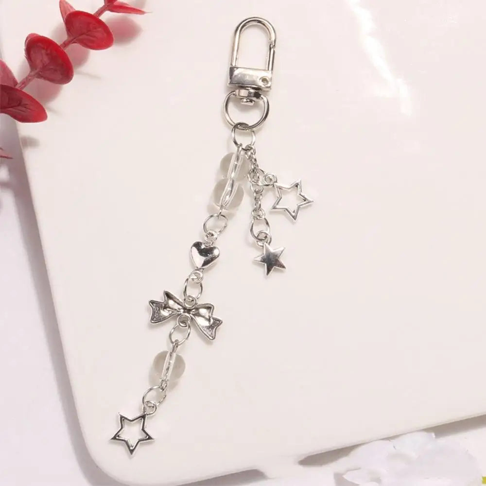 Creative Crystal Bowknot Pearl Beaded Mobile Phone Straps for Women Phone Case Key Chain Bag Pendant Decoration Accessories
