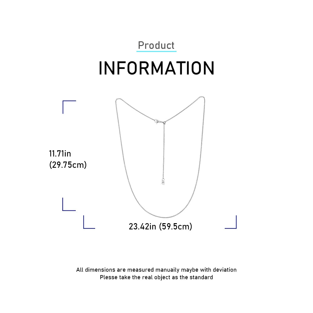 New 925 Sterling Silver Simple Necklace Gold Silver Rose Gold Premium Bare Chain For Women Valentine's Birthday Gift DIY Jewelry