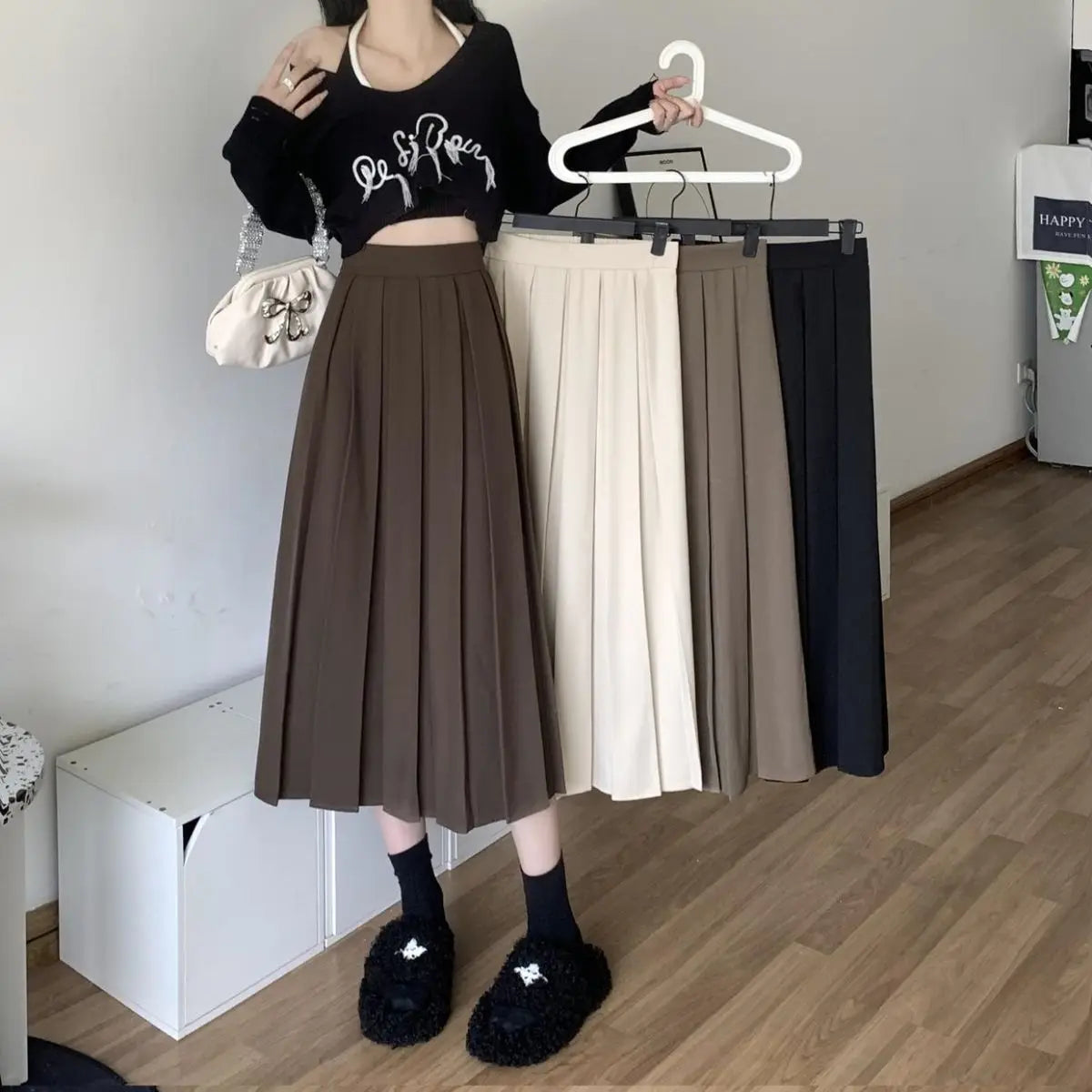 Modest Skirts for Women  Korean Style Long Black Skirt Women's Pleated Skirt Long Skirts for Women Fashion 2023 Dazy  A-LINE