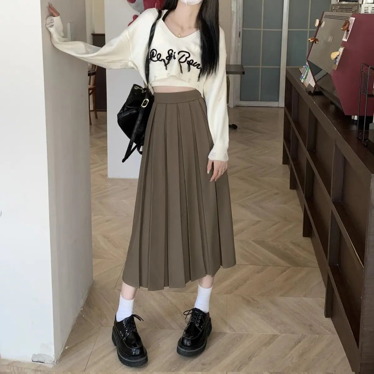 Modest Skirts for Women  Korean Style Long Black Skirt Women's Pleated Skirt Long Skirts for Women Fashion 2023 Dazy  A-LINE